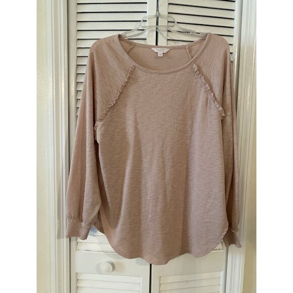 LC Lauren Conrad Women Sz M Gorgeous Light Pink Long Sleeve Shirt Top Gorgeous - Picture 1 of 7